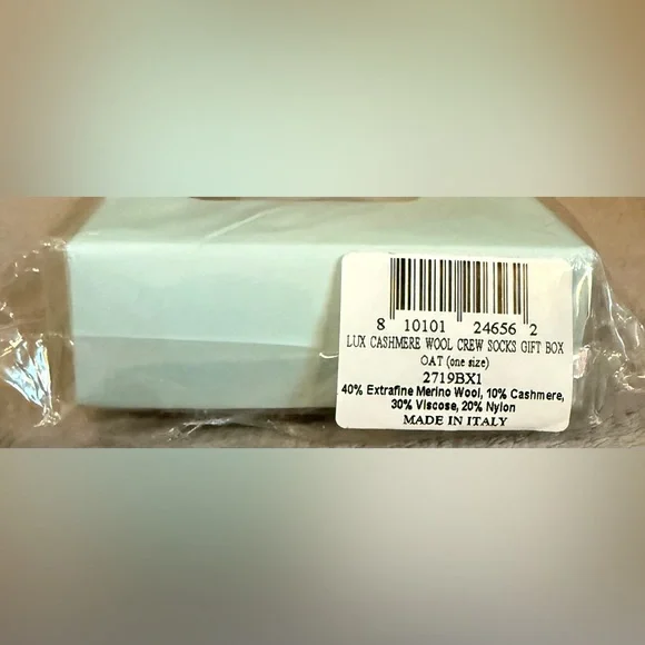 🤎STEMS🤎Lux Cashmere & Wool Crew Socks with Gift Box in Oat/NWT - Picture 6 of 6